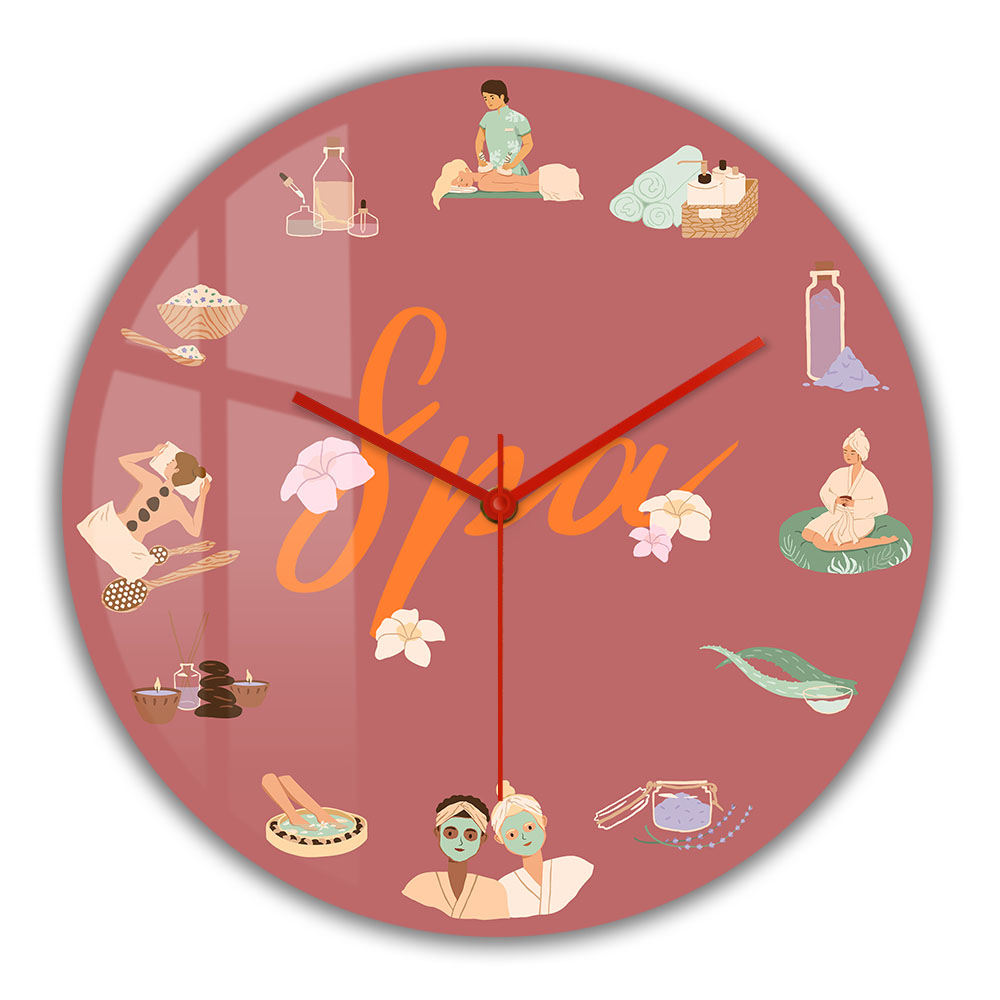 Spa Wellness Beauty - Reloj de Pared Silencioso de Cuarzo
